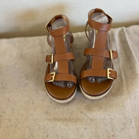 Michael Michael Kors Brown Leather Cunningham Summer Sandals Sz 9 - Picture 2 of 9